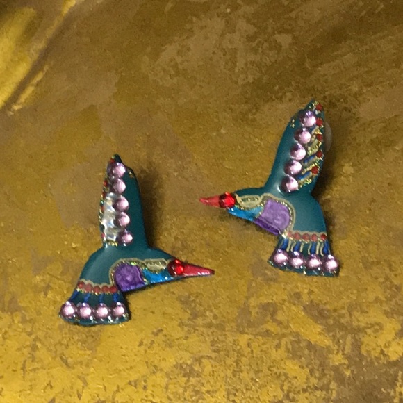 Colorful Hummingbird Earrings Large Lightweight - Picture 12 of 13